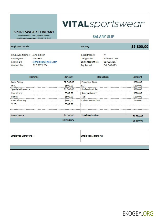 modèle de relevé de résultats d'une entreprise de vêtements de sport aux formats Excel et PDF
